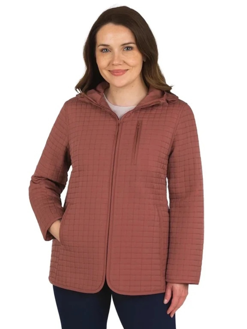 Lands' End Quilted Hooded Utility Jacket in Dusty Rose
